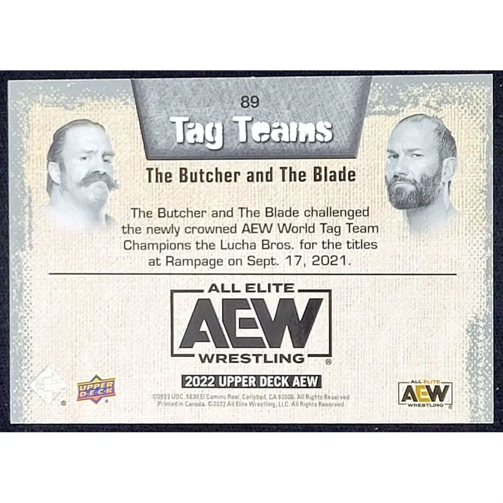 2021‎ UPPER DECK AEW THE BUTCHER & THE BLADE GREEN PYRO #D 166/399 TAG TEAMS